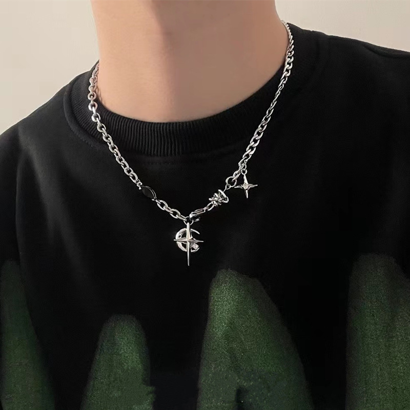 Men Accessories Neck Chain - 2023 Korean Fashion Goth Punk Moon